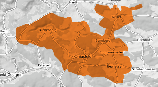 Mietspiegelkarte Königsfeld im Schwarzwald